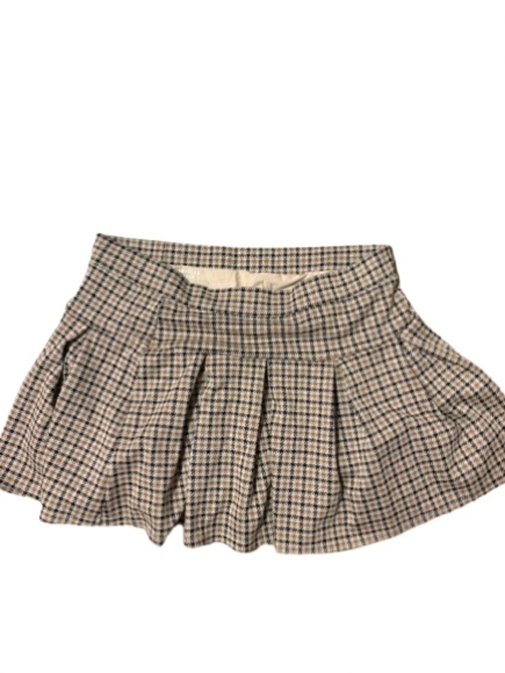 American Eagle Outfitters Plaid Circle Skirt in Beige and Black